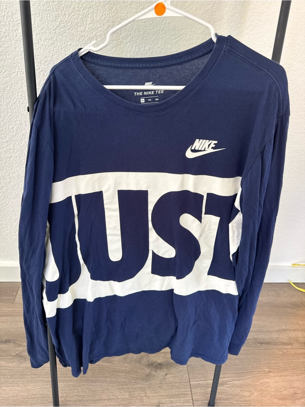 Nike Long-Sleeve 'JUST' Graphic Tee - Navy & White